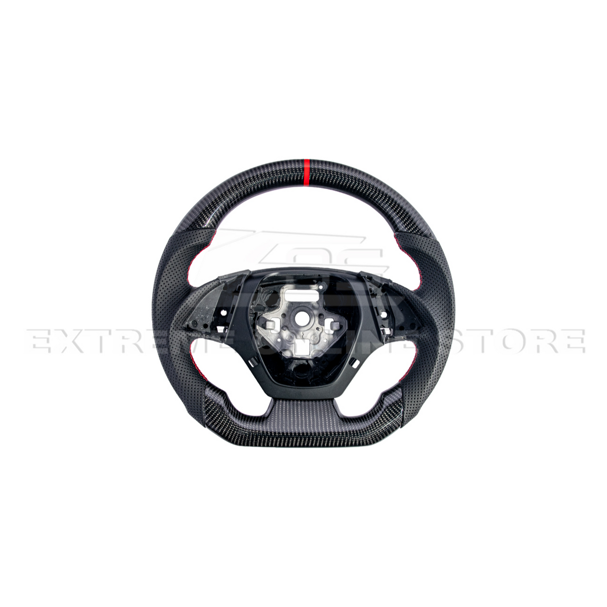 2016-2024 CAMARO CARBON FIBER Perforated Leather Red Stripe Steering Wheel image 3