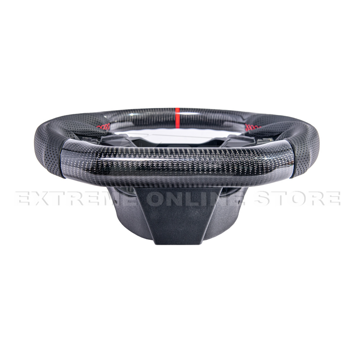 2016-2024 CAMARO CARBON FIBER Perforated Leather Red Stripe Steering Wheel image 6