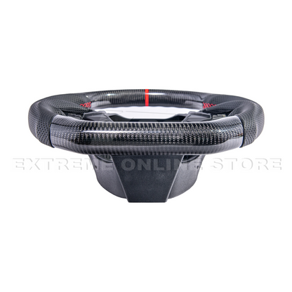 2016-2024 CAMARO CARBON FIBER Perforated Leather Red Stripe Steering Wheel image 6
