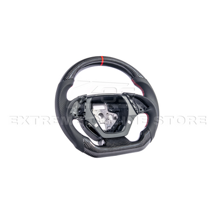 2016-2024 CAMARO CARBON FIBER Perforated Leather Red Stripe Steering Wheel image 4