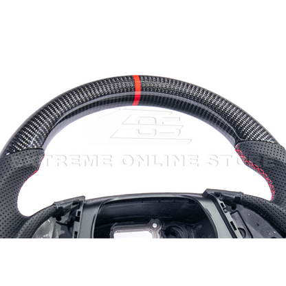 2016-2024 CAMARO CARBON FIBER Perforated Leather Red Stripe Steering Wheel image 9