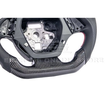 2016-2024 CAMARO CARBON FIBER Perforated Leather Red Stripe Steering Wheel image 10
