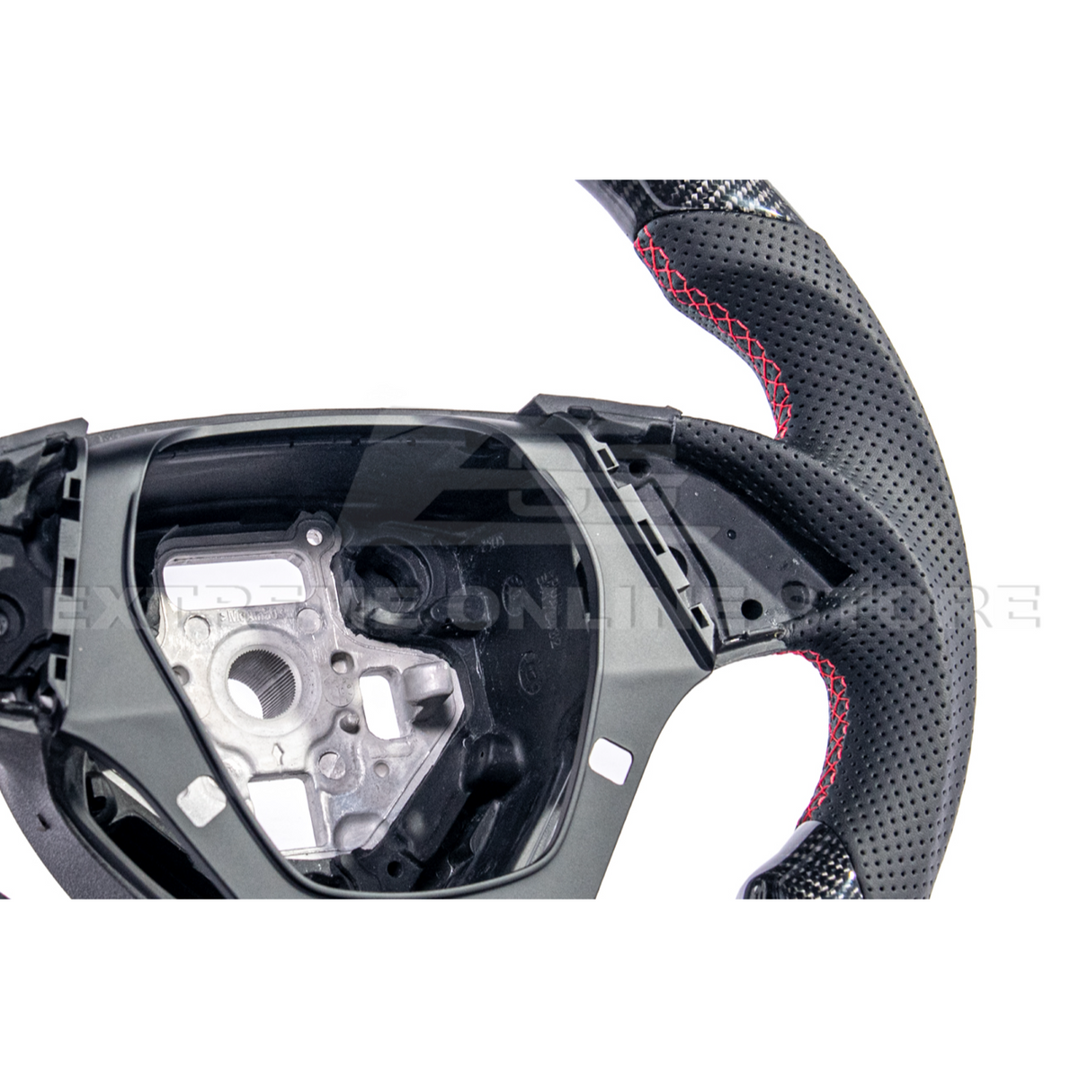 2016-2024 CAMARO CARBON FIBER Perforated Leather Red Stripe Steering Wheel image 11
