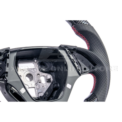 2016-2024 CAMARO CARBON FIBER Perforated Leather Red Stripe Steering Wheel image 11