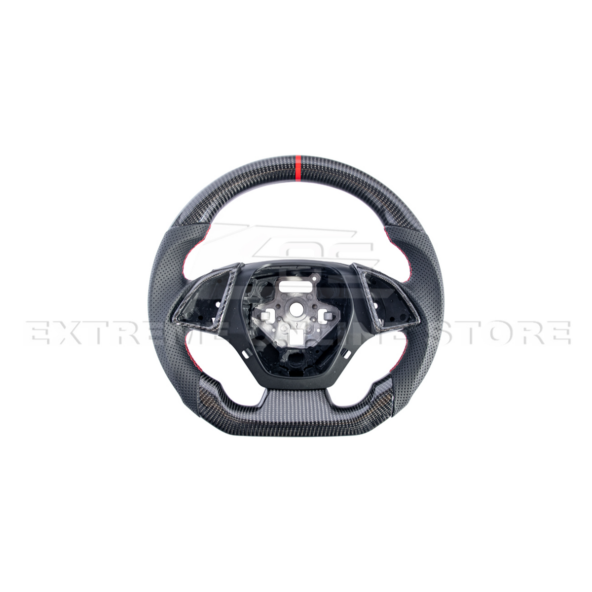 2016-2024 CAMARO CARBON FIBER Perforated Leather Red Stripe Steering Wheel image 13