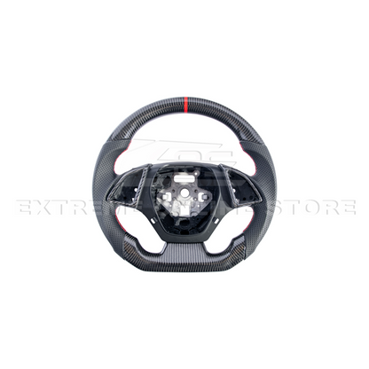 2016-2024 CAMARO CARBON FIBER Perforated Leather Red Stripe Steering Wheel image 13