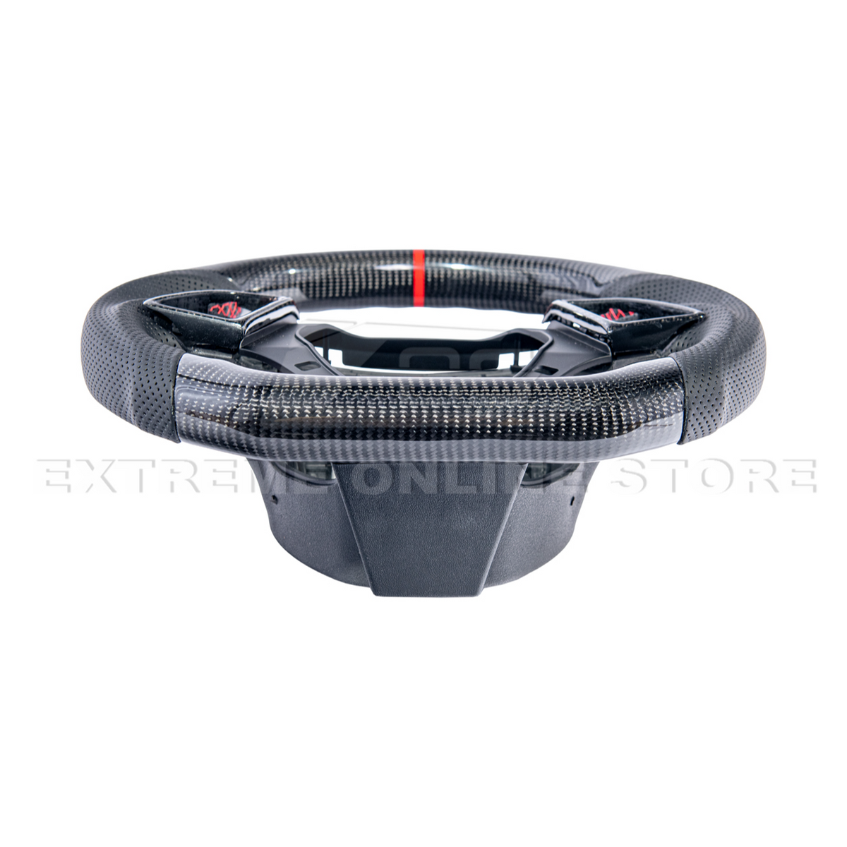 2016-2024 CAMARO CARBON FIBER Perforated Leather Red Stripe Steering Wheel image 16