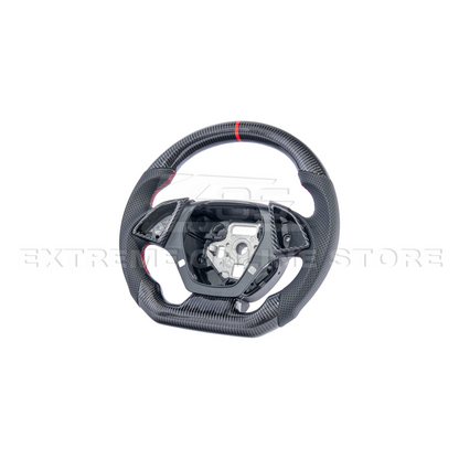 2016-2024 CAMARO CARBON FIBER Perforated Leather Red Stripe Steering Wheel image 14