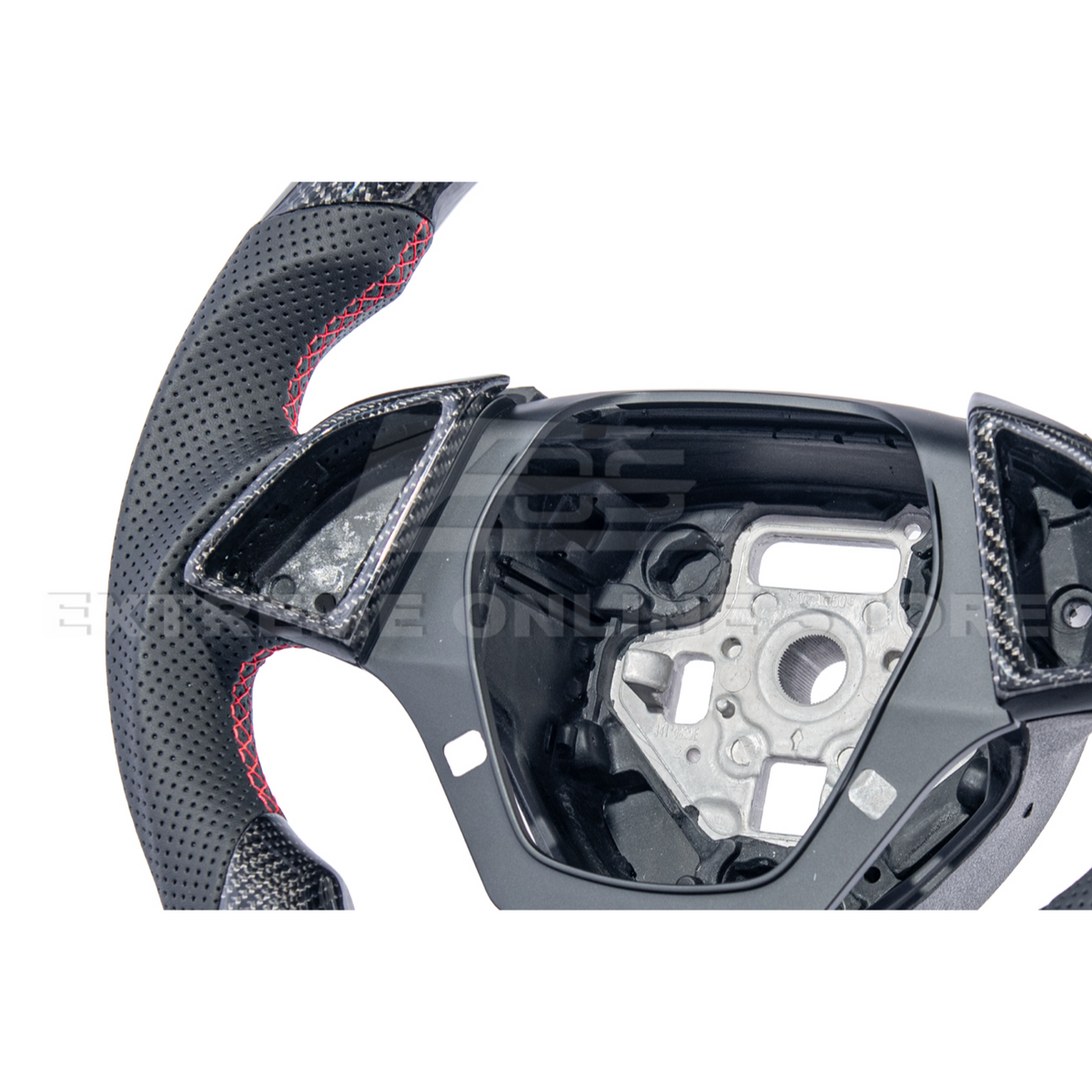 2016-2024 CAMARO CARBON FIBER Perforated Leather Red Stripe Steering Wheel image 21