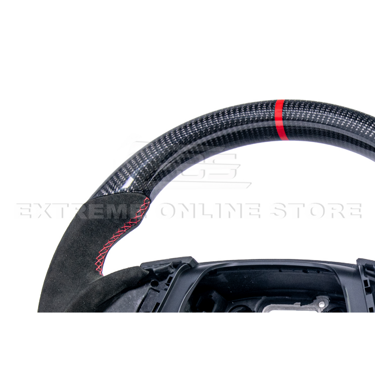 2016-2024 CAMARO CARBON FIBER Black Alcantara Red Stripe Steering Wheel image 9