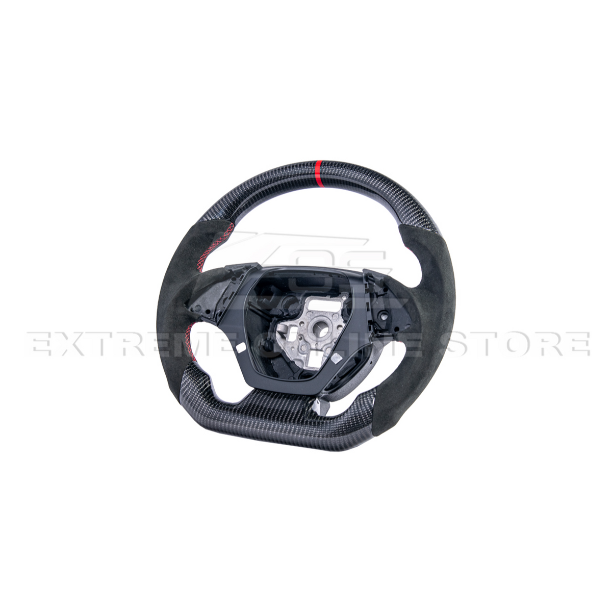 2016-2024 CAMARO CARBON FIBER Black Alcantara Red Stripe Steering Wheel image 5