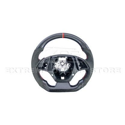 2016-2024 CAMARO CARBON FIBER Black Alcantara Red Stripe Steering Wheel image 13