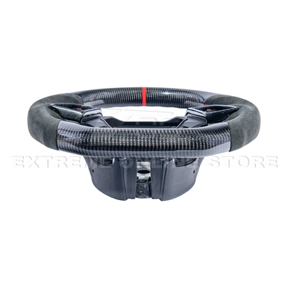 2016-2024 CAMARO CARBON FIBER Black Alcantara Red Stripe Steering Wheel image 16