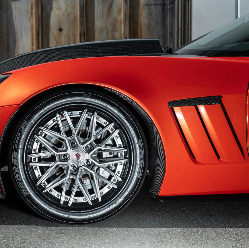 Corvette C6 Carbon Fiber Factory Style Front Fender Rear Extension Splash Guards image 8