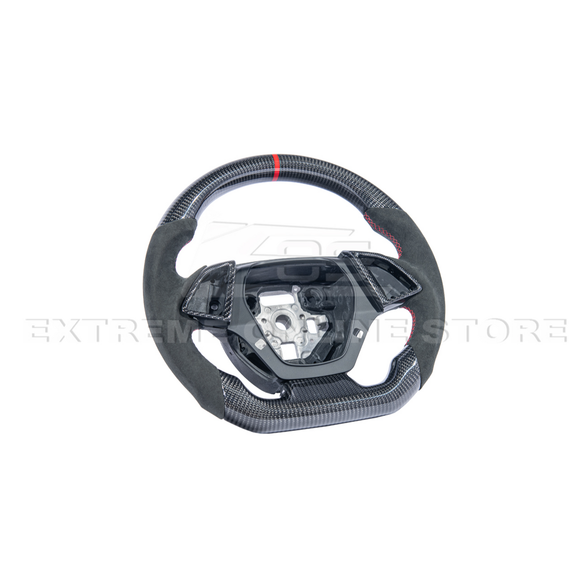 2016-2024 CAMARO CARBON FIBER Black Alcantara Red Stripe Steering Wheel image 15