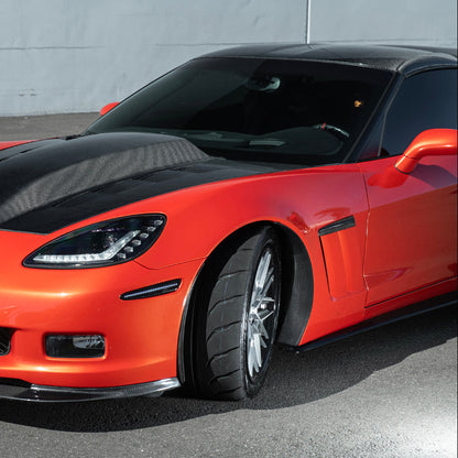 Corvette C6 Carbon Fiber Factory Style Front Fender Rear Extension Splash Guards image 13