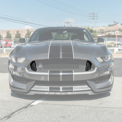2015-20 Ford Mustang Shelby GT350 DRY Carbon Fiber Front Upper Grille Inserts Pair image 3
