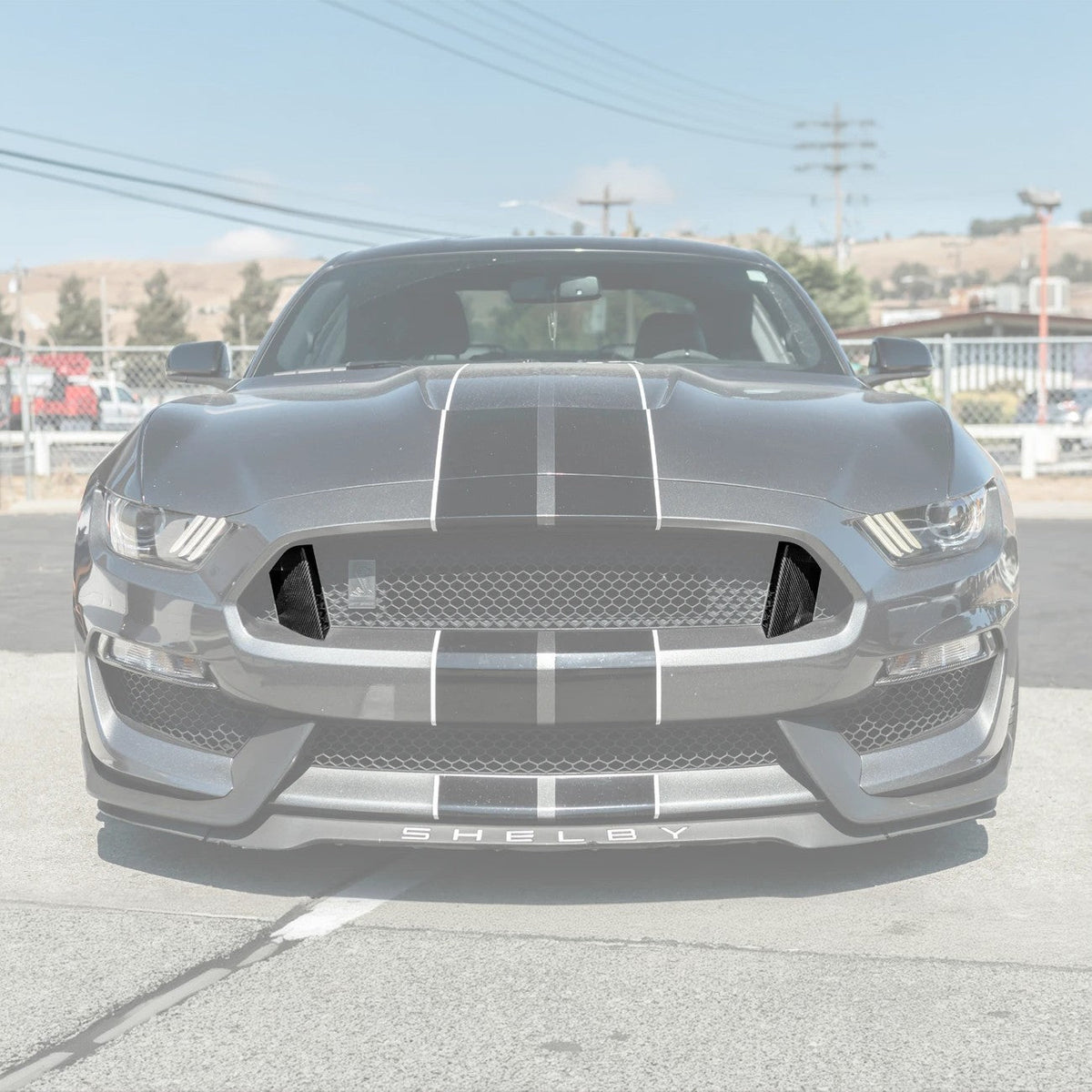 2015-20 Ford Mustang Shelby GT350 DRY Carbon Fiber Front Upper Grille Inserts Pair image 1