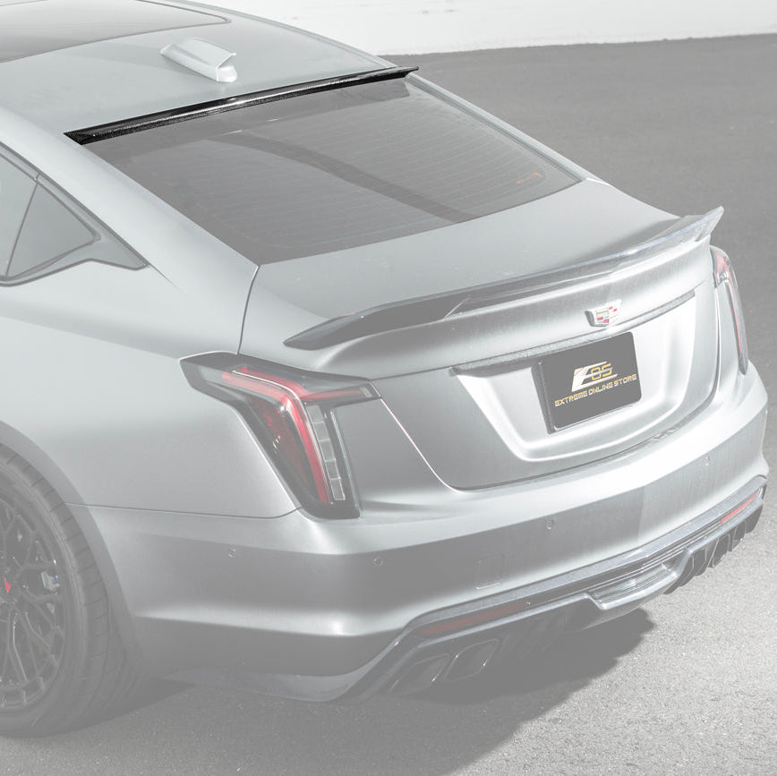 2020-Up Cadillac CT5 CT5-V | Carbon Fiber Rear Roof Top Window Spoiler Kit image 1