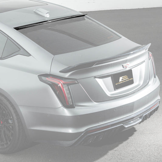 2020-Up Cadillac CT5 CT5-V | Carbon Fiber Rear Roof Top Window Spoiler Kit image 1