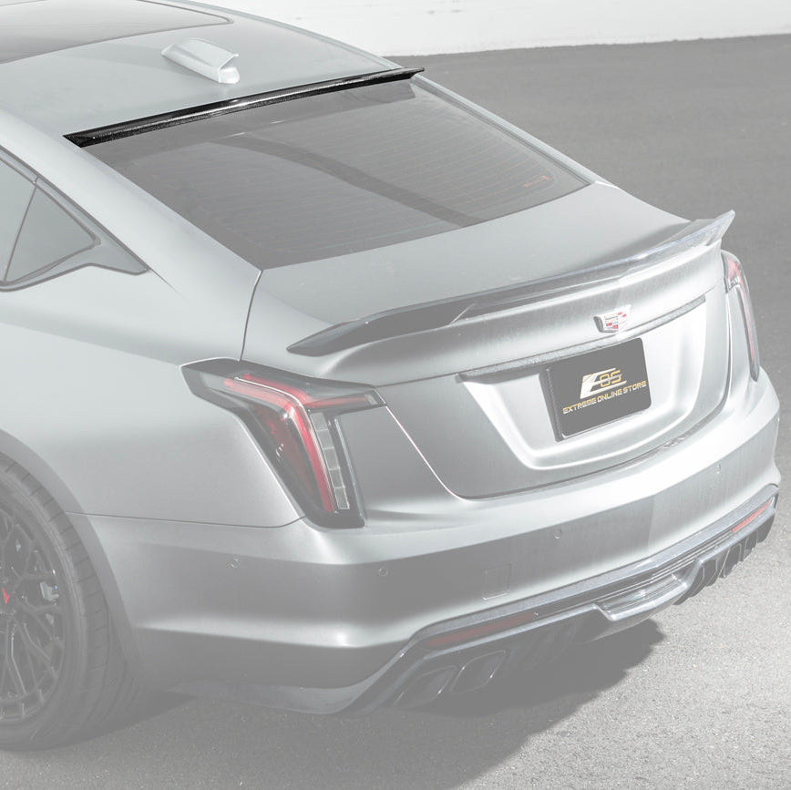 2020-Up Cadillac CT5 CT5-V | Carbon Fiber Rear Roof Top Window Spoiler Kit image 3
