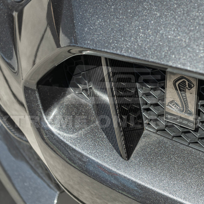 2015-20 Ford Mustang Shelby GT350 DRY Carbon Fiber Front Upper Grille Inserts Pair image 11