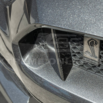 2015-20 Ford Mustang Shelby GT350 DRY Carbon Fiber Front Upper Grille Inserts Pair image 11