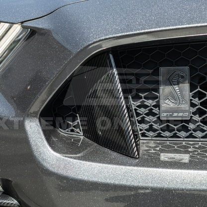 2015-20 Ford Mustang Shelby GT350 DRY Carbon Fiber Front Upper Grille Inserts Pair image 12