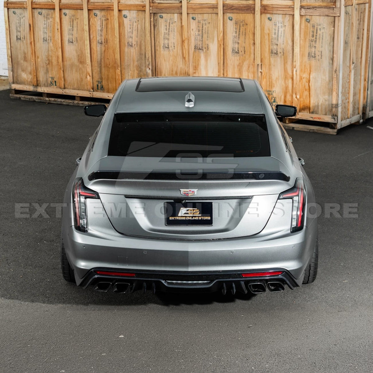 2020-Up Cadillac CT5 CT5-V | Carbon Fiber Rear Roof Top Window Spoiler Kit image 7