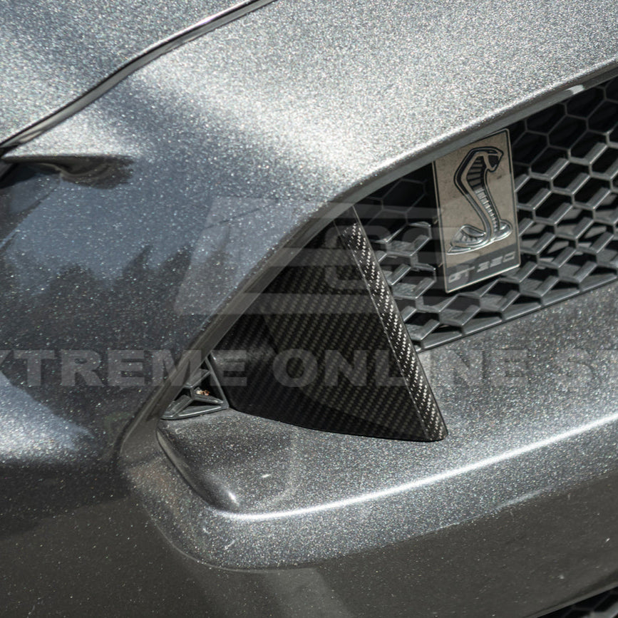 2015-20 Ford Mustang Shelby GT350 DRY Carbon Fiber Front Upper Grille Inserts Pair image 13