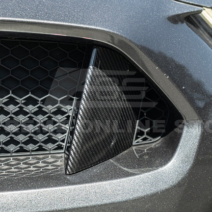 2015-20 Ford Mustang Shelby GT350 DRY Carbon Fiber Front Upper Grille Inserts Pair image 14