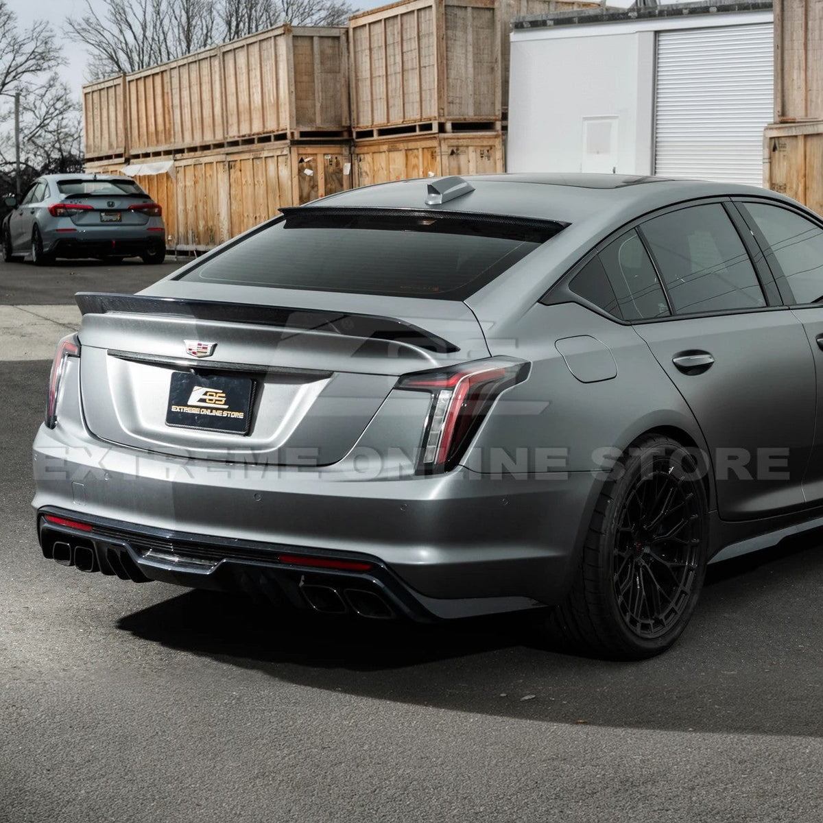 2020-Up Cadillac CT5 CT5-V | Carbon Fiber Rear Roof Top Window Spoiler Kit image 9