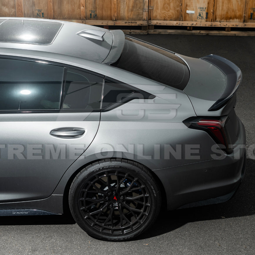 2020-Up Cadillac CT5 CT5-V | Carbon Fiber Rear Roof Top Window Spoiler Kit image 10