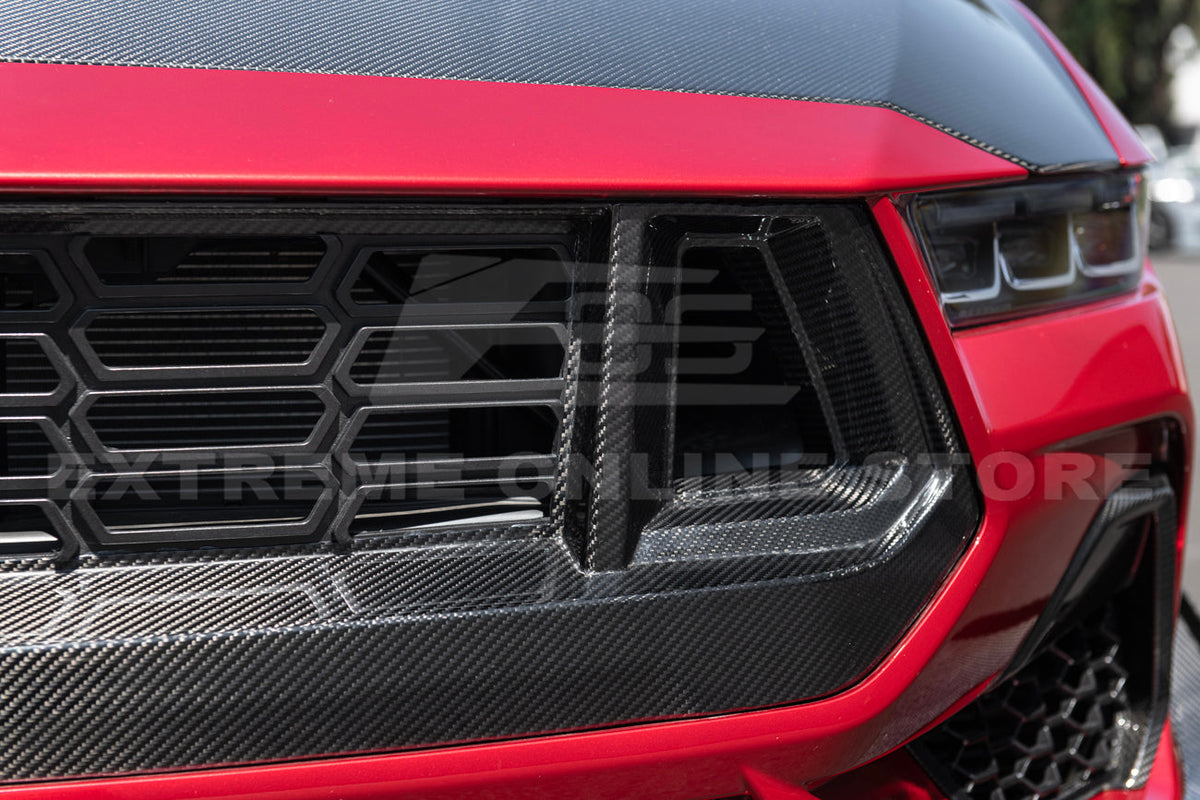 2024+ Ford Mustang GT Replacement Dry Carbon Fiber Front Grille Cover image 4