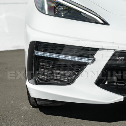 2020-Up Corvette C8 DRY CARBON FIBER Sequential LED DRL Light Bar Bezel Insert image 8