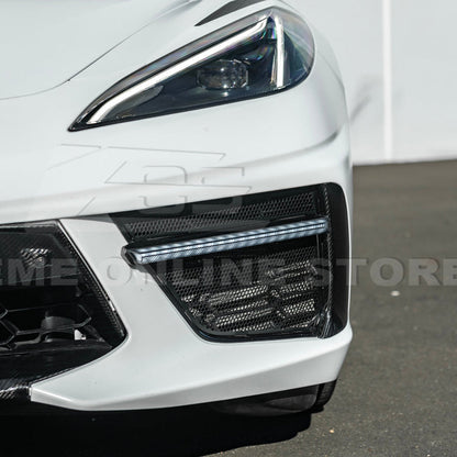 2020-Up Corvette C8 DRY CARBON FIBER Sequential LED DRL Light Bar Bezel Insert image 11