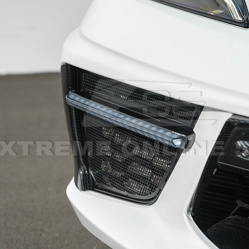 2020-Up Corvette C8 DRY CARBON FIBER Sequential LED DRL Light Bar Bezel Insert image 9
