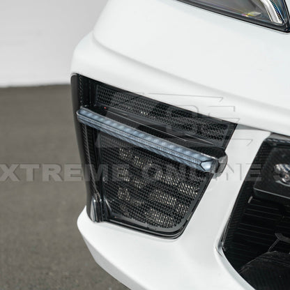 2020-Up Corvette C8 DRY CARBON FIBER Sequential LED DRL Light Bar Bezel Insert image 9
