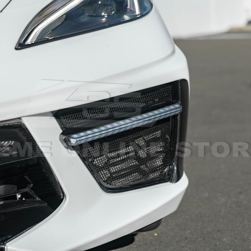 2020-Up Corvette C8 DRY CARBON FIBER Sequential LED DRL Light Bar Bezel Insert image 12