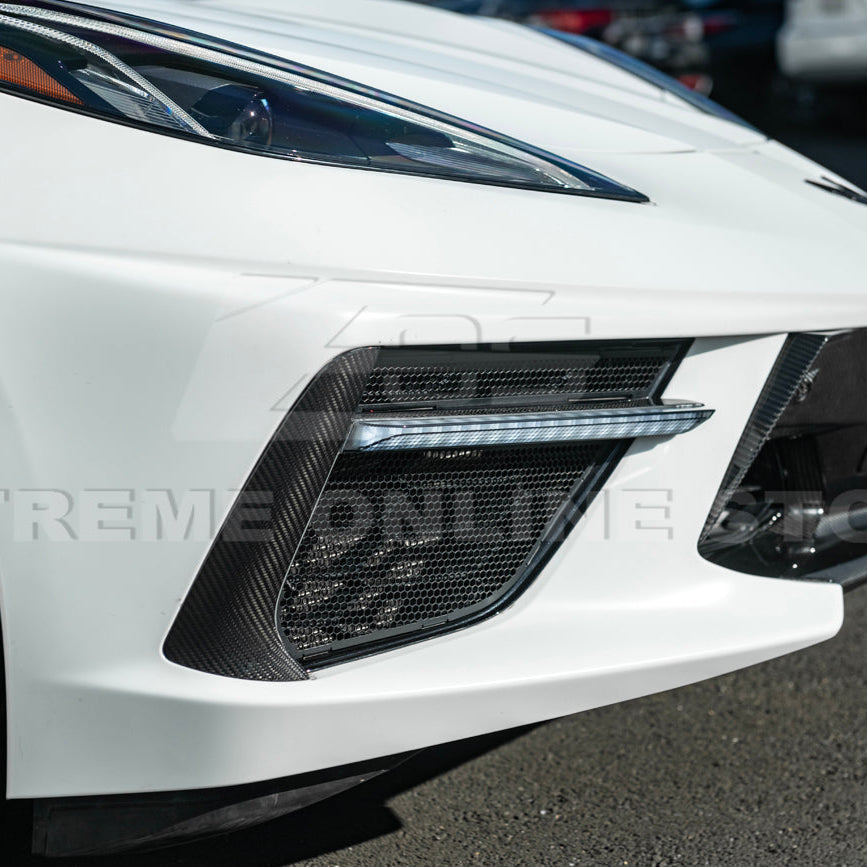 2020-Up Corvette C8 DRY CARBON FIBER Sequential LED DRL Light Bar Bezel Insert image 10