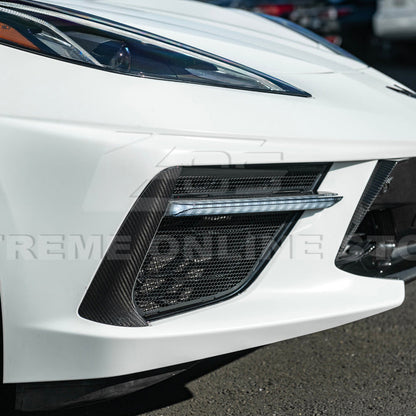 2020-Up Corvette C8 DRY CARBON FIBER Sequential LED DRL Light Bar Bezel Insert image 10