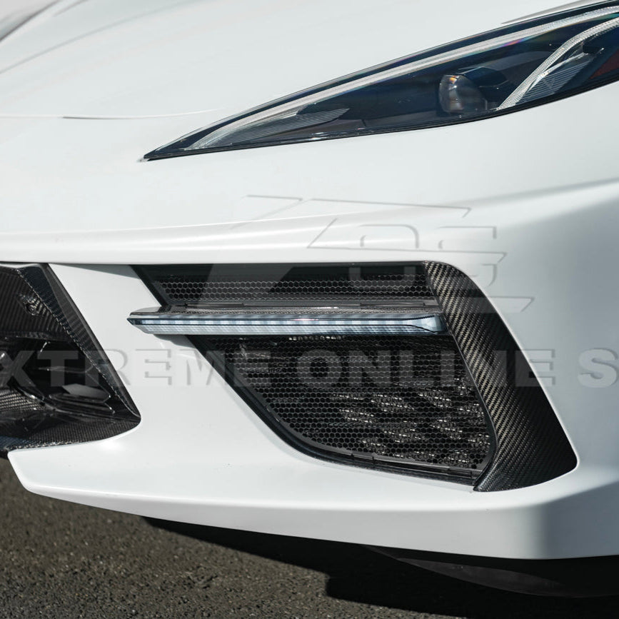 2020-Up Corvette C8 DRY CARBON FIBER Sequential LED DRL Light Bar Bezel Insert image 13