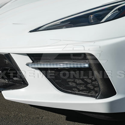 2020-Up Corvette C8 DRY CARBON FIBER Sequential LED DRL Light Bar Bezel Insert image 13