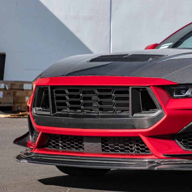 2024+ Ford Mustang GT Replacement Dry Carbon Fiber Front Grille Cover image 2