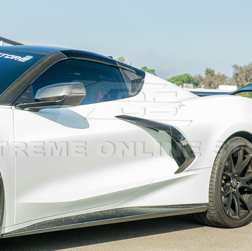 2020-Up Corvette C8 DRY Carbon Fiber Side Quarter Window Louver Sun Shade Cover image 4