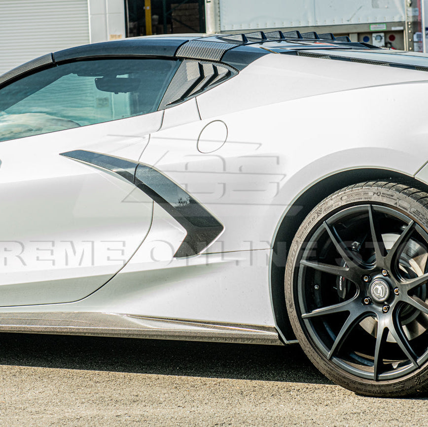 2020-Up Corvette C8 DRY Carbon Fiber Side Quarter Window Louver Sun Shade Cover image 6