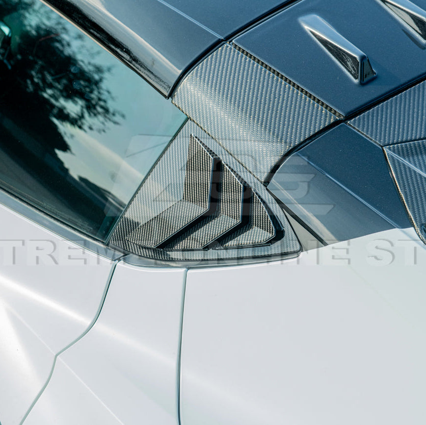 2020-Up Corvette C8 DRY Carbon Fiber Side Quarter Window Louver Sun Shade Cover image 7
