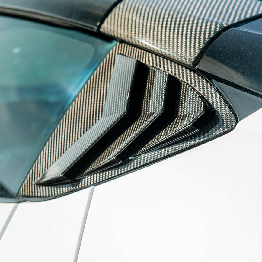 2020-Up Corvette C8 DRY Carbon Fiber Side Quarter Window Louver Sun Shade Cover image 1