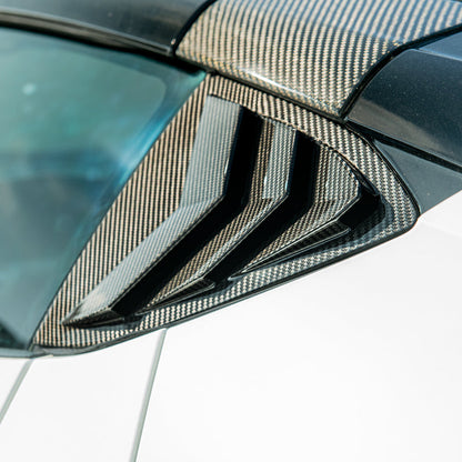 2020-Up Corvette C8 DRY Carbon Fiber Side Quarter Window Louver Sun Shade Cover image 1