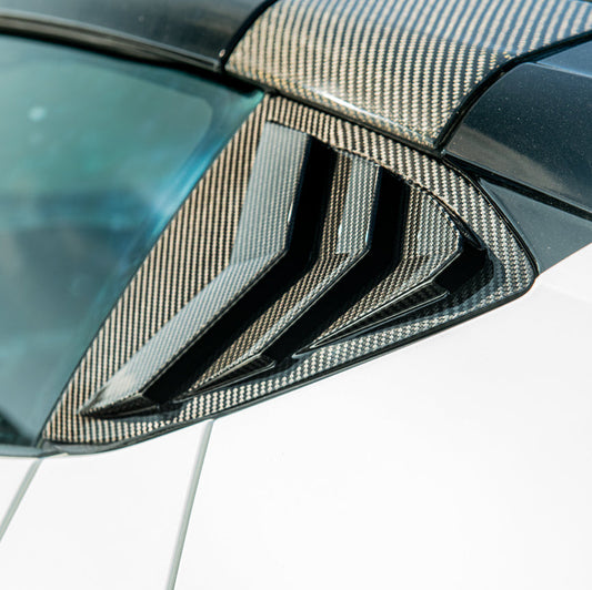2020-Up Corvette C8 DRY Carbon Fiber Side Quarter Window Louver Sun Shade Cover image 1